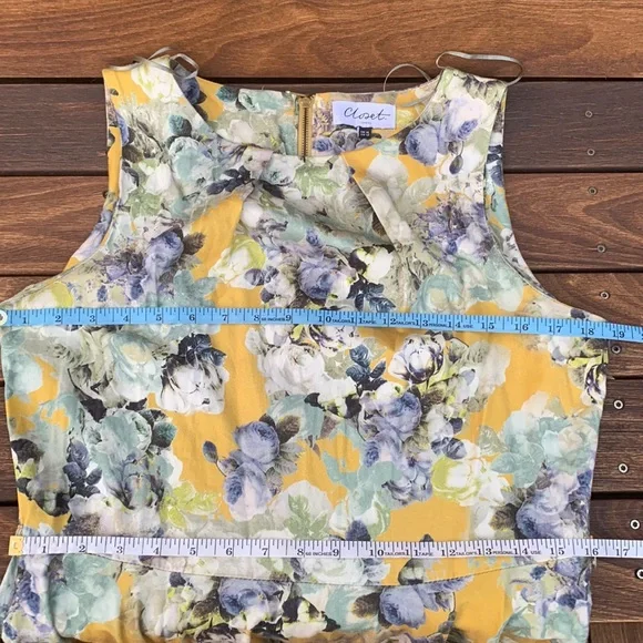 Modcloth Closet London UK 16/ US 12 Yellow Floral Vintage Style Dress - Picture 6 of 8